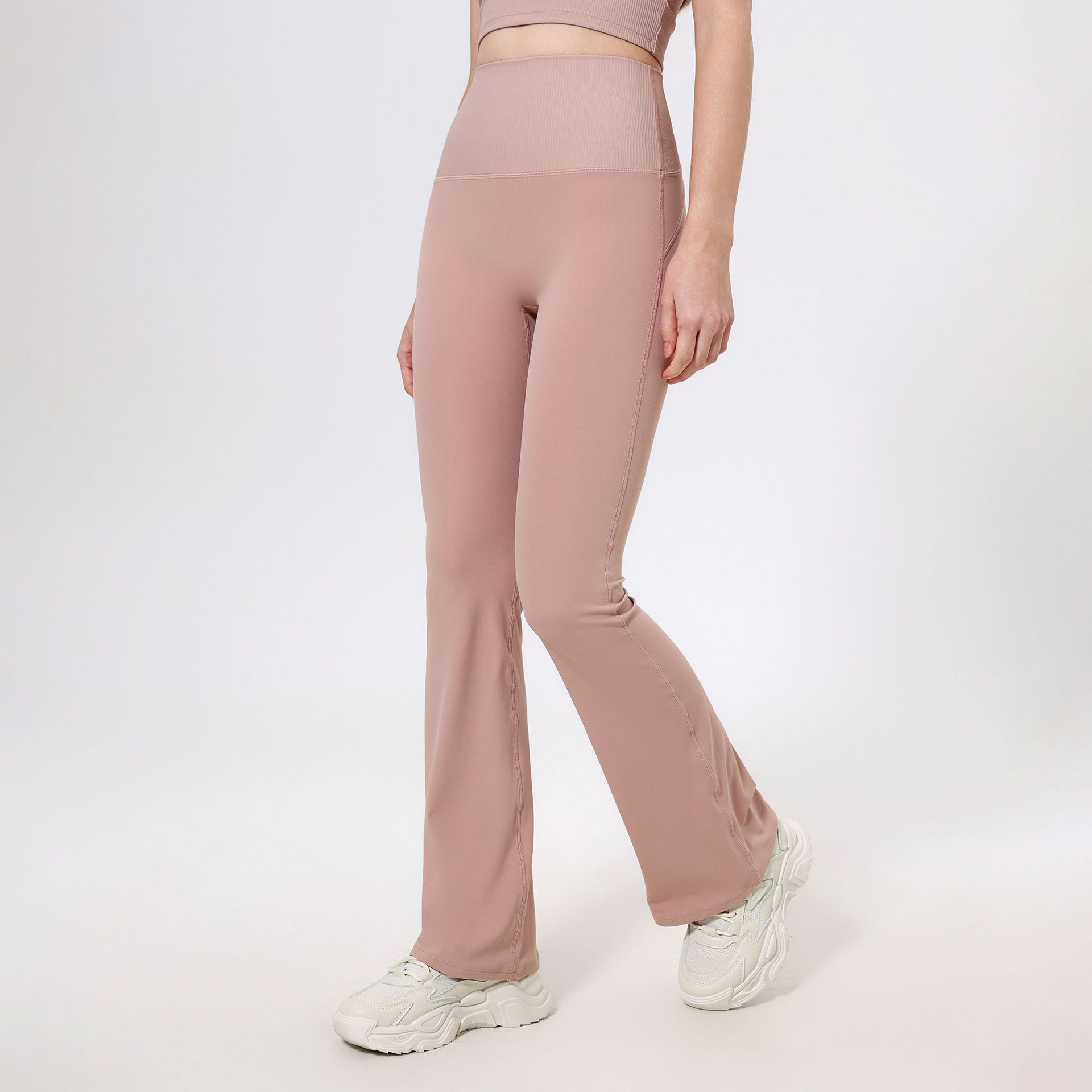 Thread High Waist Peach Hip Raise Yoga Pants Stitching Nude Feel Outer Wear Watertight Powder - Shop at LoveMi