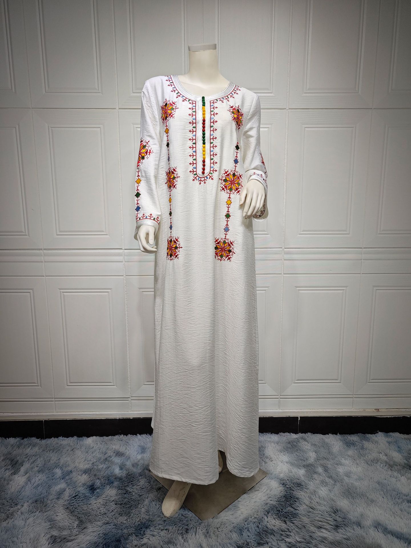 Women's Robe Embroidery Embroidery Dress Long Dress White - Shop at LoveMi