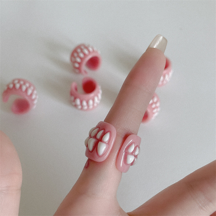 Cute Cartoon Creativity Color Niche Design Acrylic Tooth Ring For Women