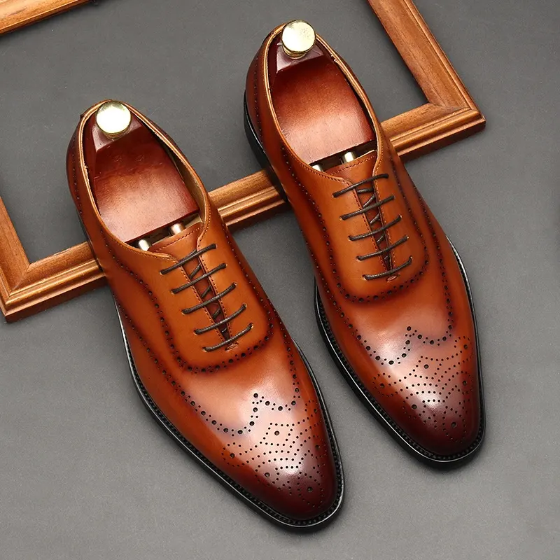 Leather Shoes Men's British Pointed Toe Business Formal Wear