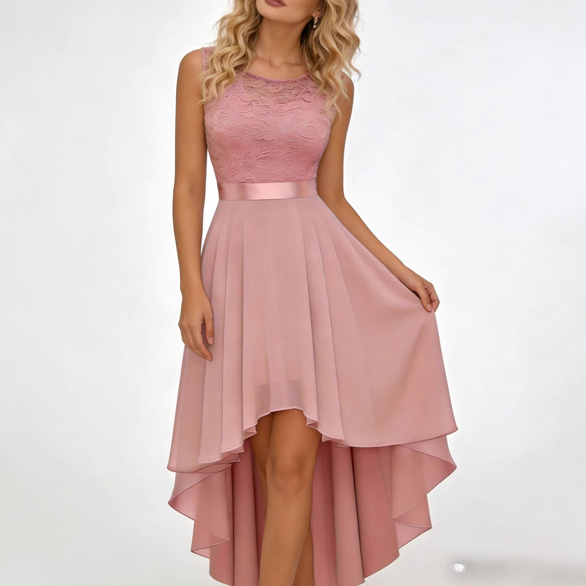 New Front-short Back-long Slim-fit Sleeveless Dress