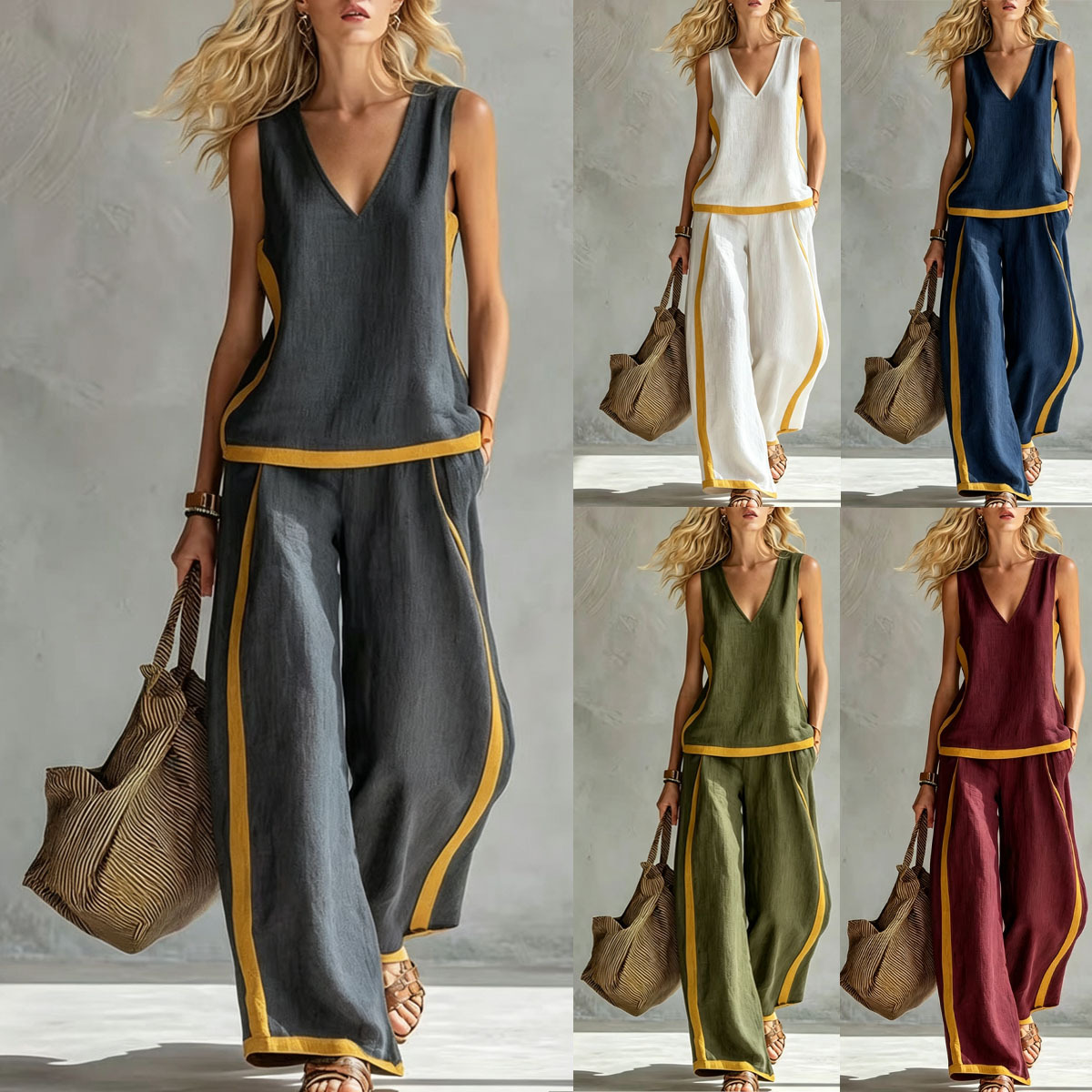 Women's Fashion Casual Wide-leg Pants Suit