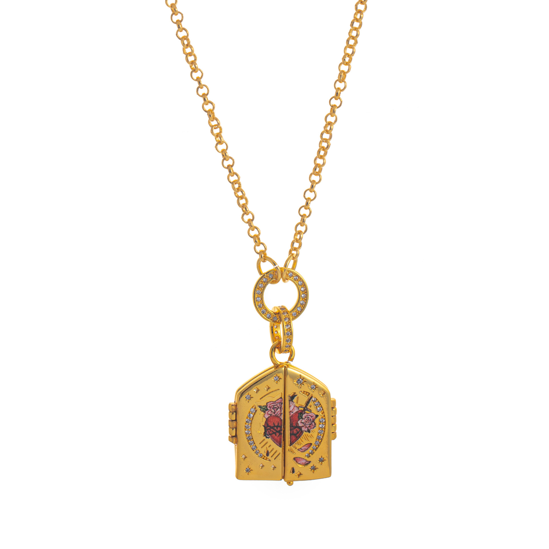 Rebirth Door Hand-Drawn Flower And Heart Pendant Sweater Chain - 8