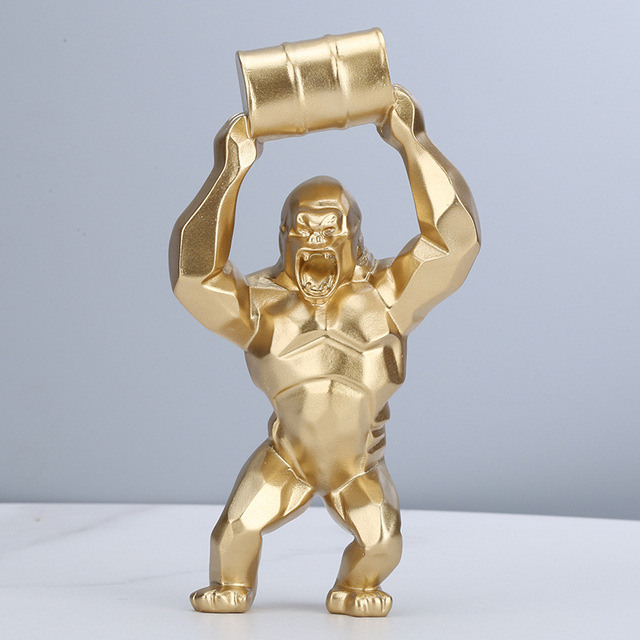 Painted-style Bucket-carrying Gorilla Sculpture Ornament