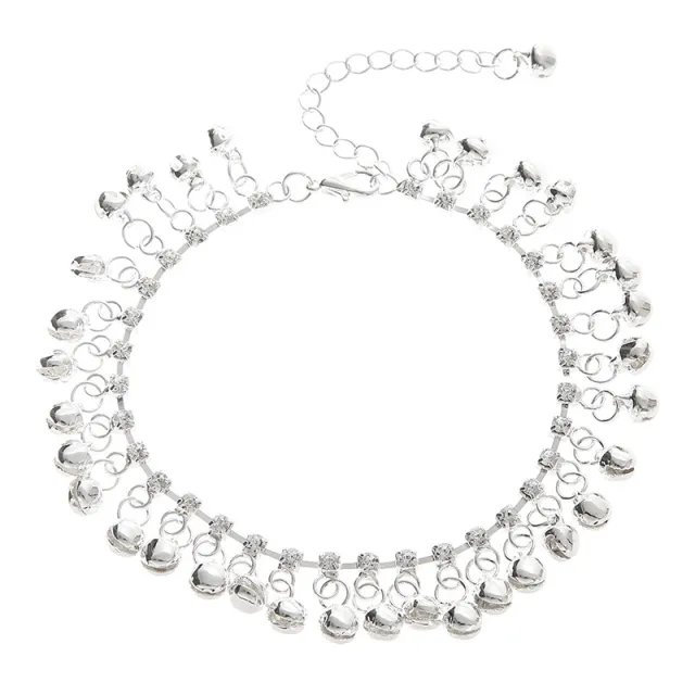 Hawaii Beach Ethnic Retro Gold Silver Alloy Bell Tassel Anklet Silver - Shop at LoveMi