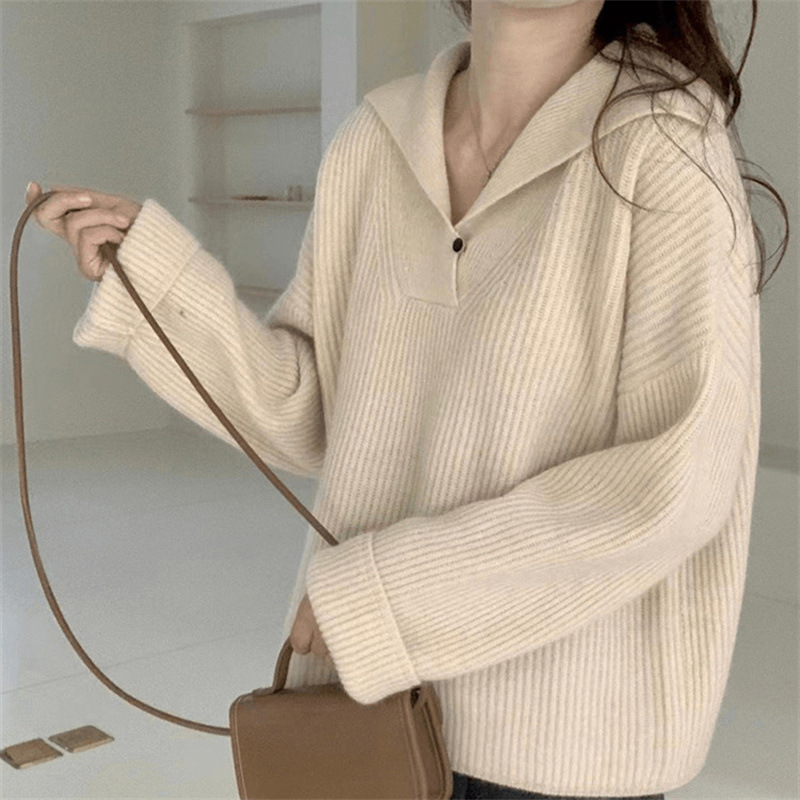 Women's Lapel Knitwear Pullover Sweater