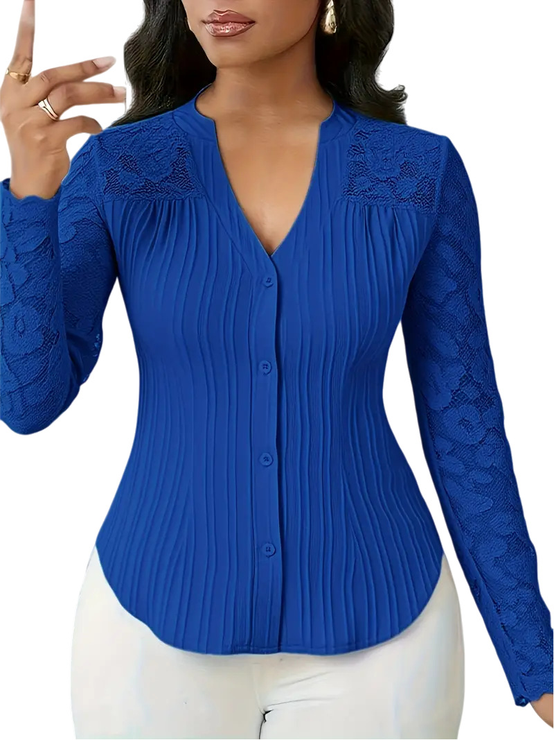 Hollow-out Long-sleeve V-neck Cardigan - Image 6