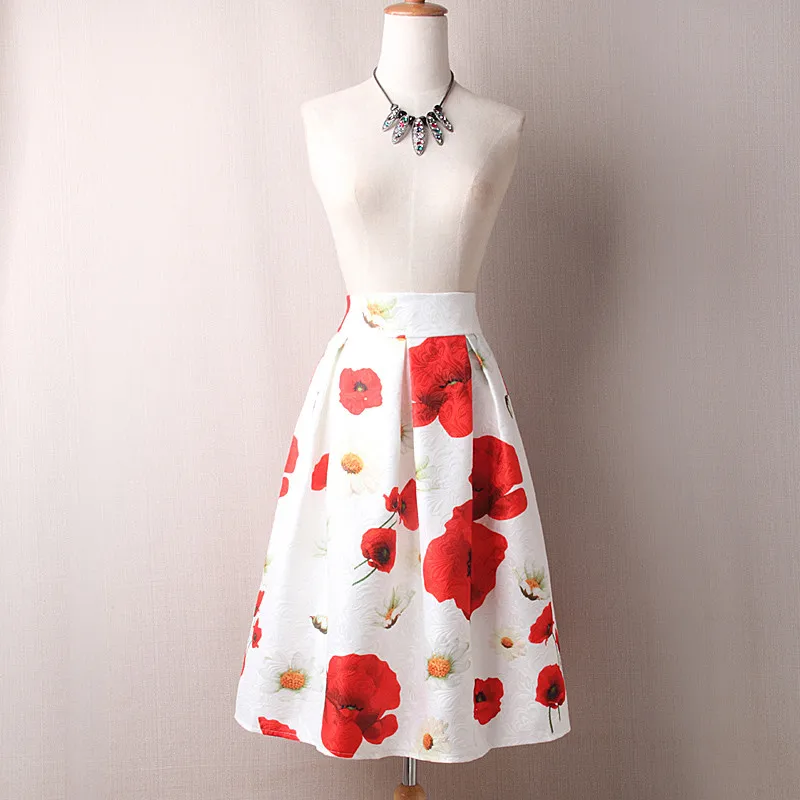 Title 1, Dames midi rok, hoge taille, geplooid, parapluv...