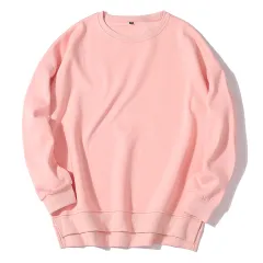 Heavy Dopamine Velvet Padded Loose Round Neck Couple Sweater - Pink - View 1