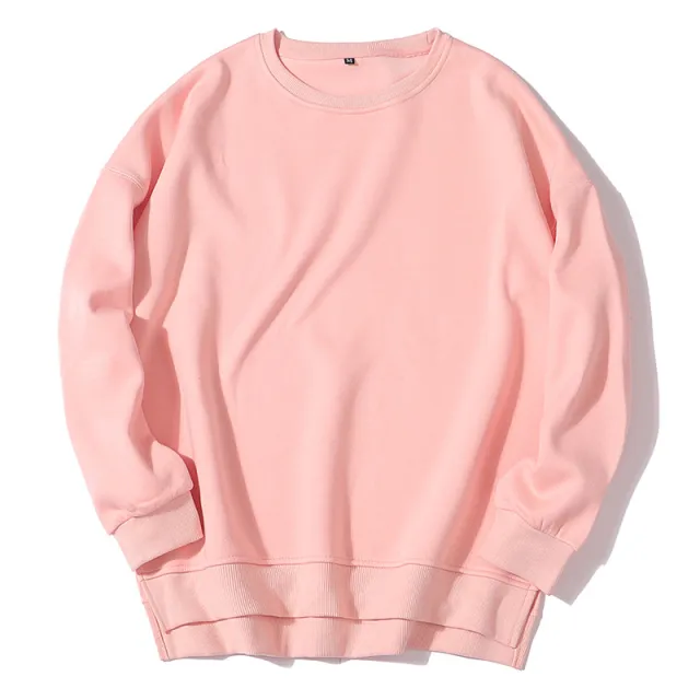 Heavy Dopamine Velvet Padded Loose Round Neck Couple Sweater Pink - Shop at LoveMi