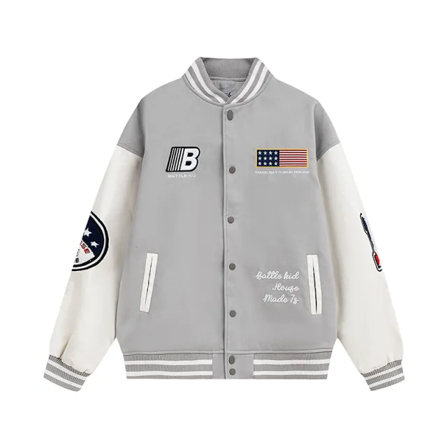 Alphabet Embroidery Men's And Women's Coats Gray - Shop at LoveMi