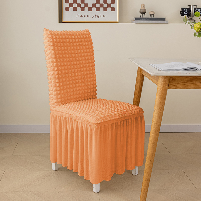 Thickened 3D Bubble Chiffon Lace Skirt Hem, Fully Wrapped Stretchable One-piece Dining Chair Cover For Home Use 17