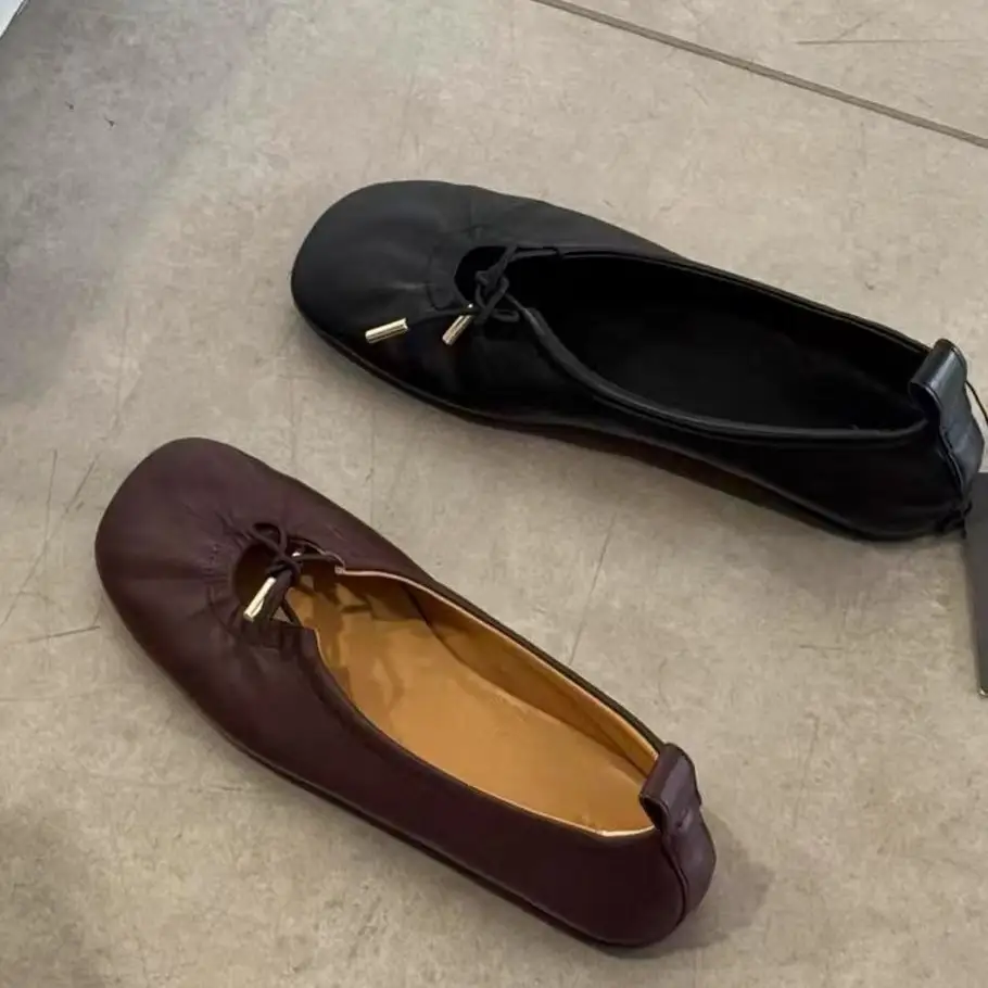 Women's Hollow-Out Lace-Up Square-Toe Flat Shoes