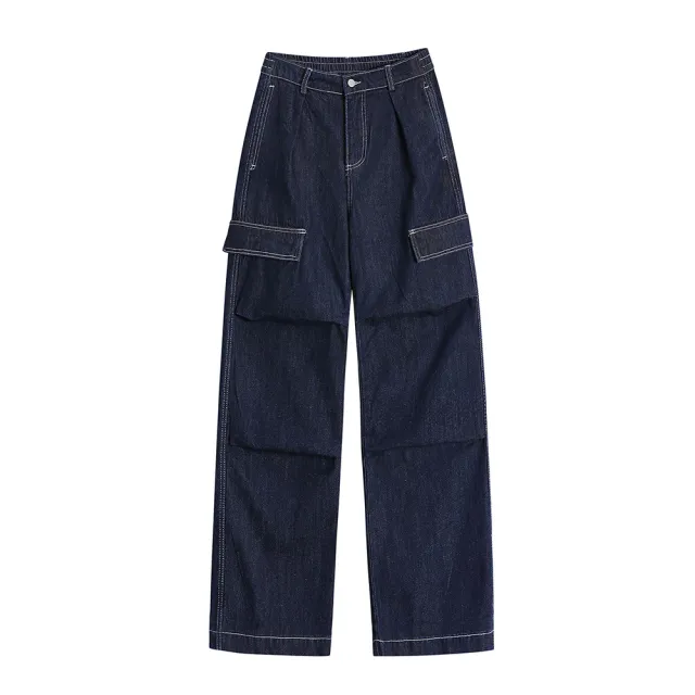 Women's Wide leg Pants Slimming Work Clothes Trousers Dark Blue - Shop at LoveMi