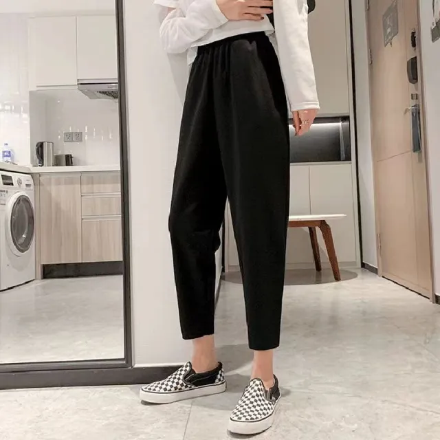Slimming Spring And Summer Black Casual Pants 3037 Black - Shop at LoveMi