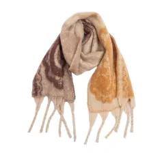 New Thick Tassel Paisley Jacquard Scarf - 08 Brown - View 1