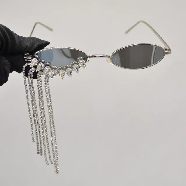 Korean style Luxury Glamorous Rhinestone tasseled Sunglasses With A Niche Designer inspired Look Red - Shop at LoveMi