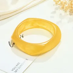 European And American Geometric Blooming Coffee Color Bracelet Resin Arc - 23 Yellow 44 - View 1