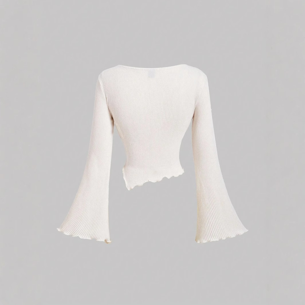 Womens Irregular One-Shoulder Cashmere T-Shirt