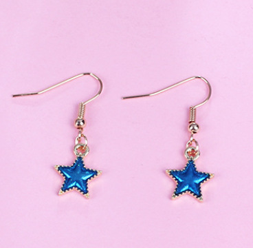 Blue Long Tassel Asymmetric Planet Earrings