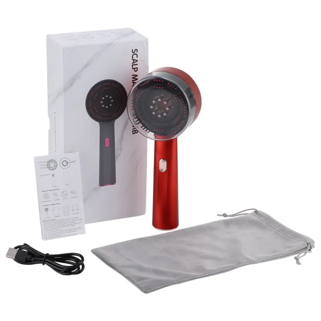 Scalp Care Massage Activating Collaterals Hair Care Massage Comb Liquid Guide Hair Growth Device Red - Shop at LoveMi