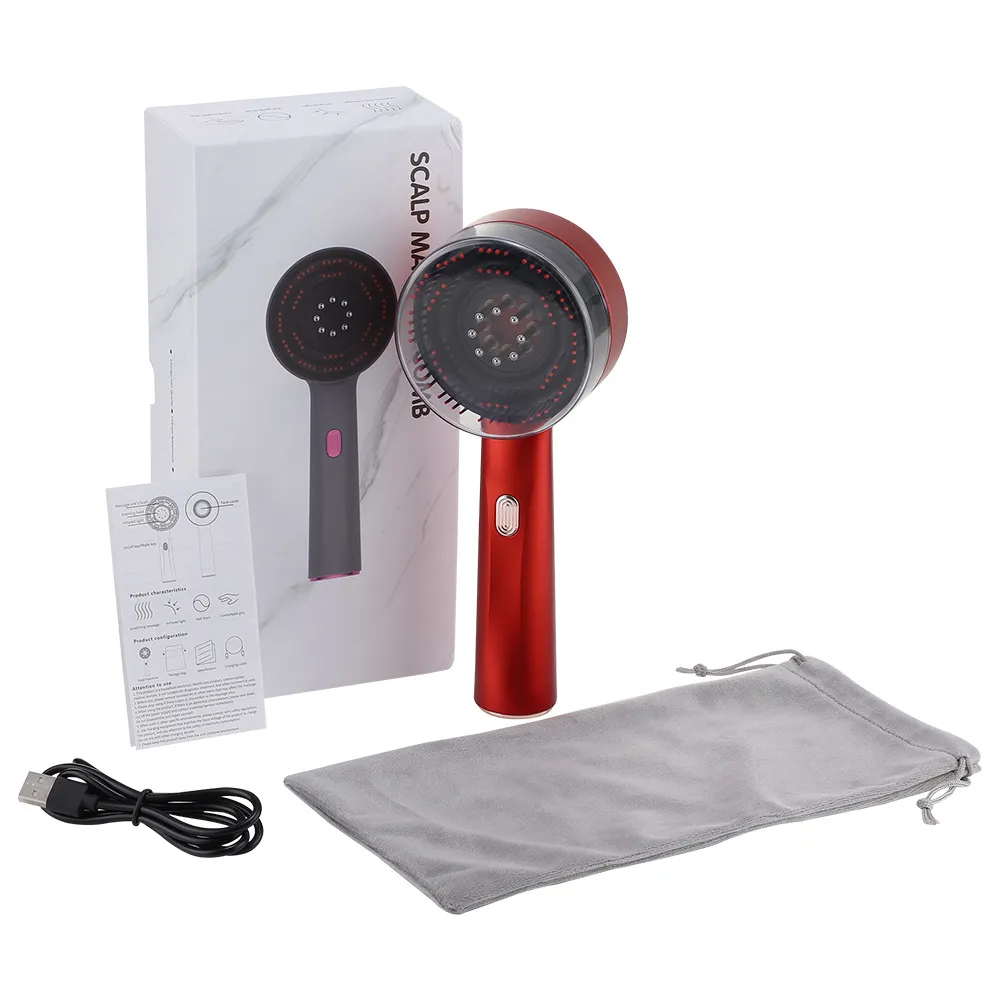 Scalp Care Massage Activating Collaterals Hair Care Massage Comb Liquid Guide Hair Growth Device - Red