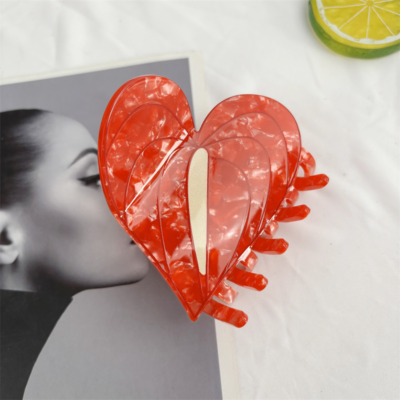 Womens Fashionable Acetate Hair Clip With Heart And Floral Design — foto 8