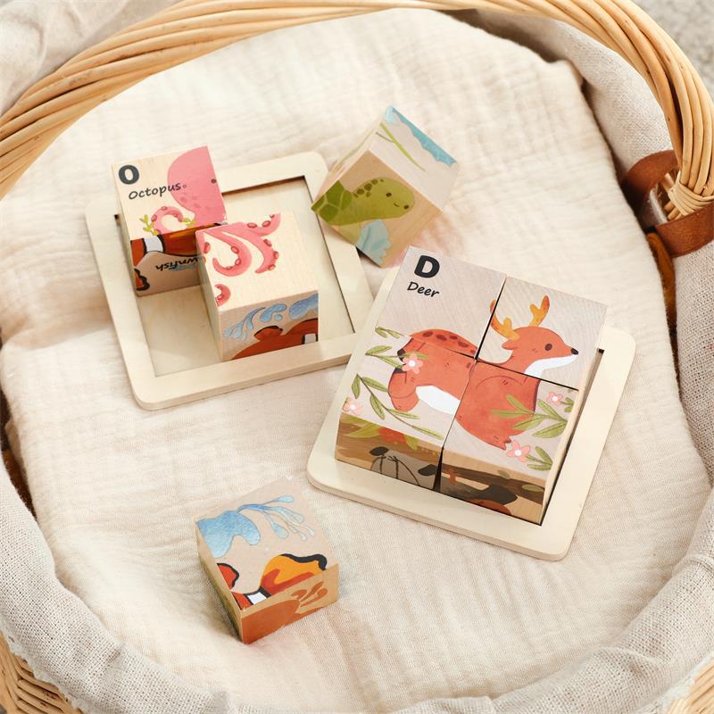 Wooden Box Animal Puzzle Cartoon-Shaped Cognitive Toy