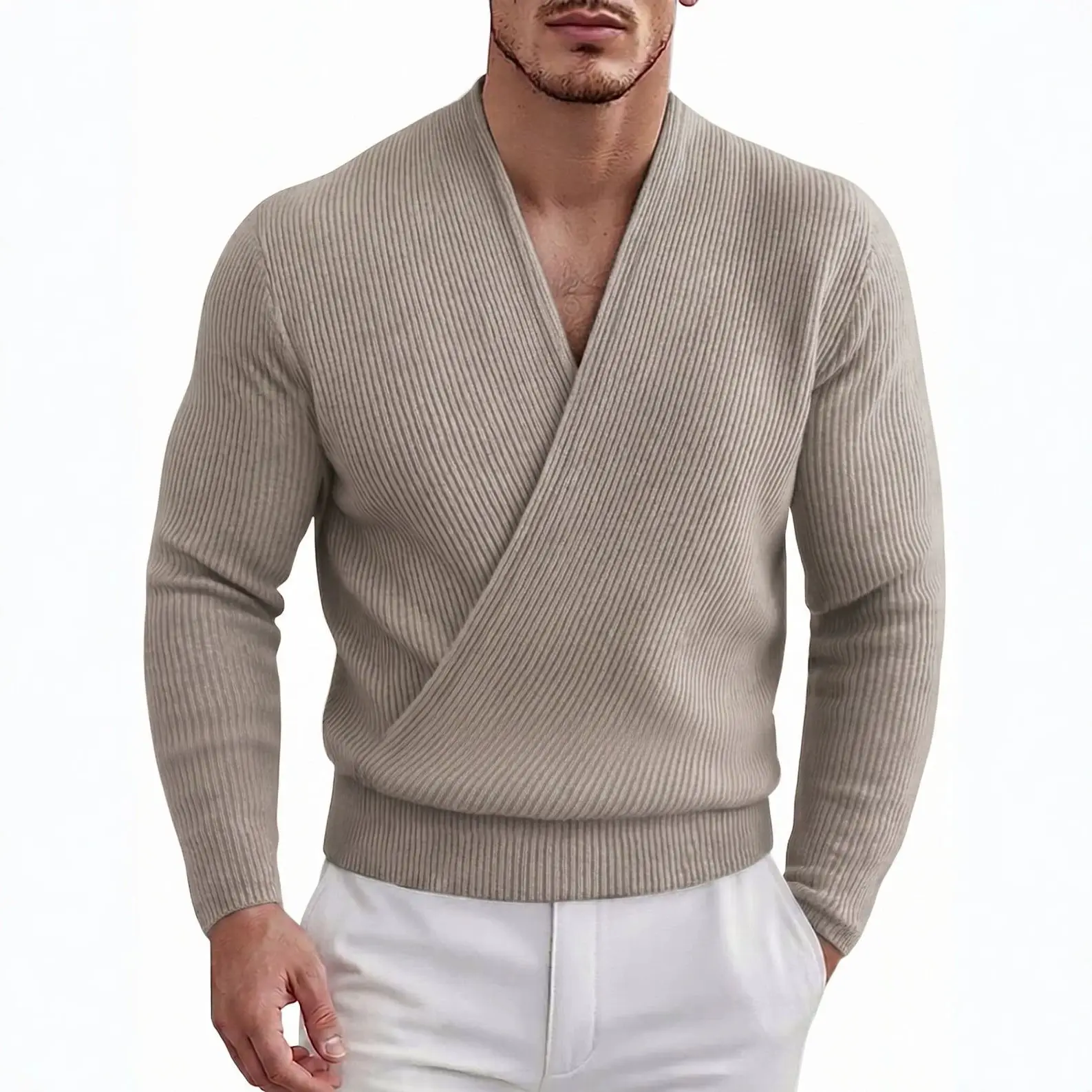 Sexy And Stylish Deep V-neck Cross-front Long-sleeve