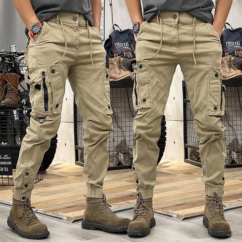 Mens Straight-Leg Outdoor Tactical Casual Pants With Adjustable Cuffs