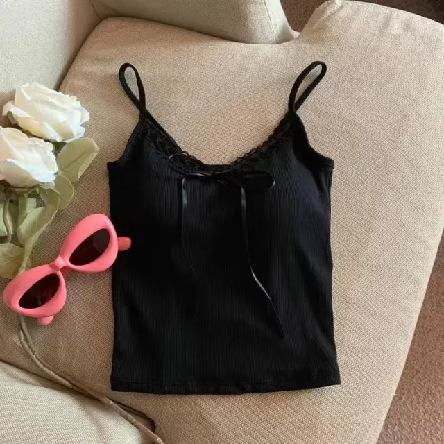 Women's V neck Bowknot Camisole Black - Shop at LoveMi