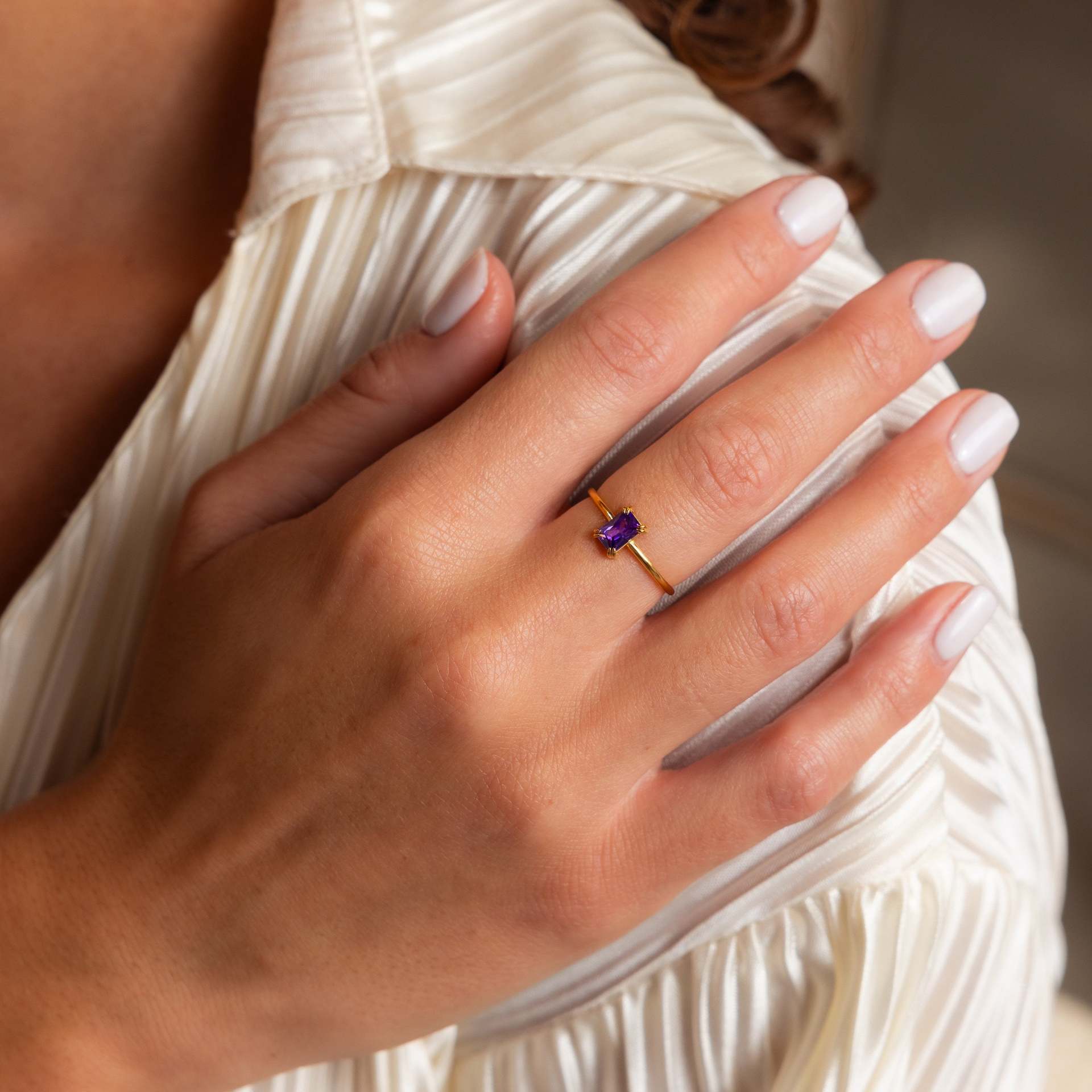 Retro Color Zircon December Birthday Stone Ring