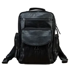 Casual Cowhide Large Capacity Backpack Men's Dermal Leather Men's Backpack Schoolbag Fashion - Black - View 1