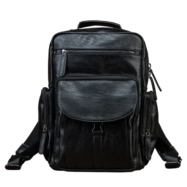 Casual Cowhide Large Capacity Backpack Men's Dermal Leather Men's Backpack Schoolbag Fashion Black - Shop at LoveMi