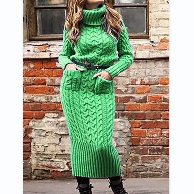 Women's Fashion Casual Long Sleeve Knitwear Sweater - Green