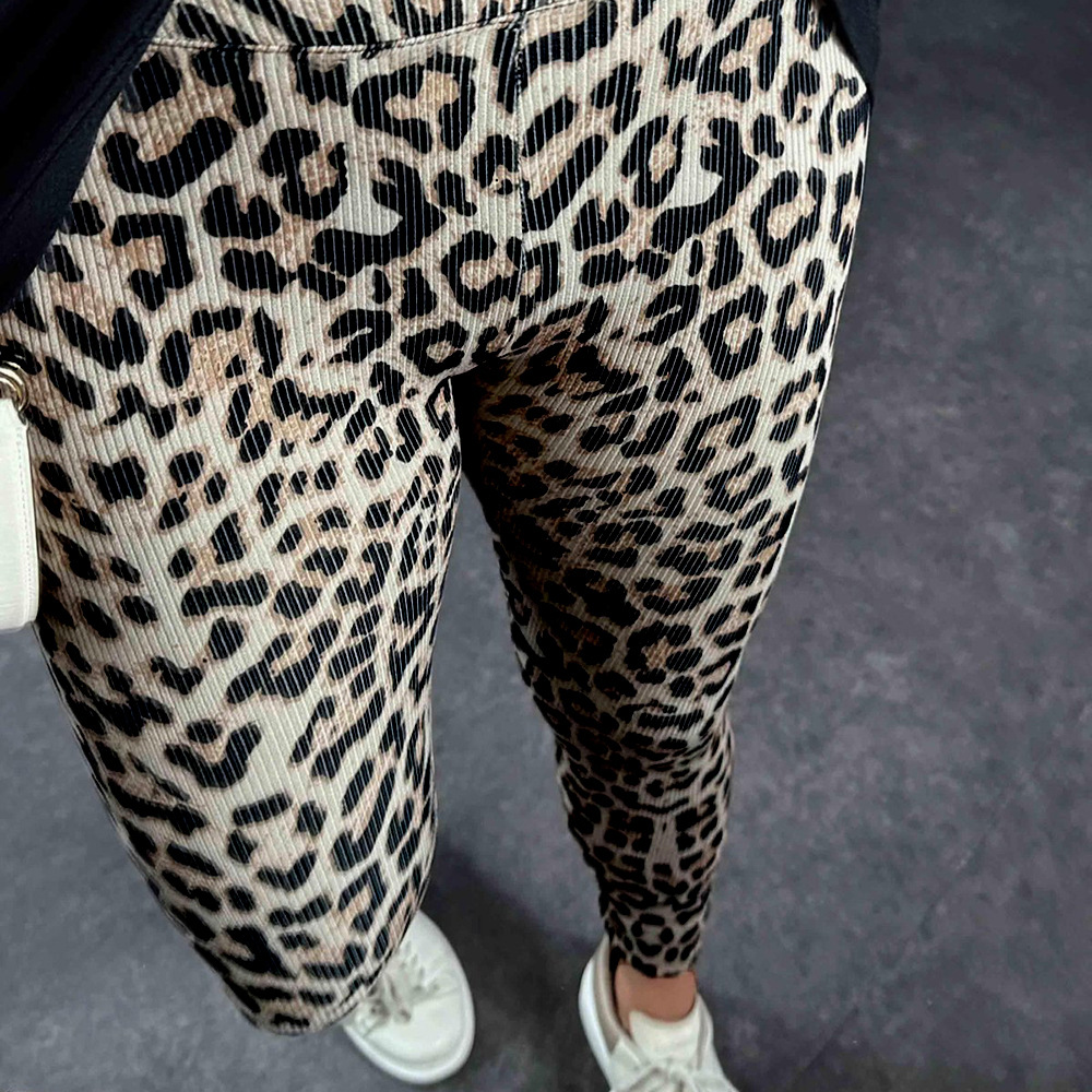Comfortable High Waist Soft Leopard Print Home Trousers