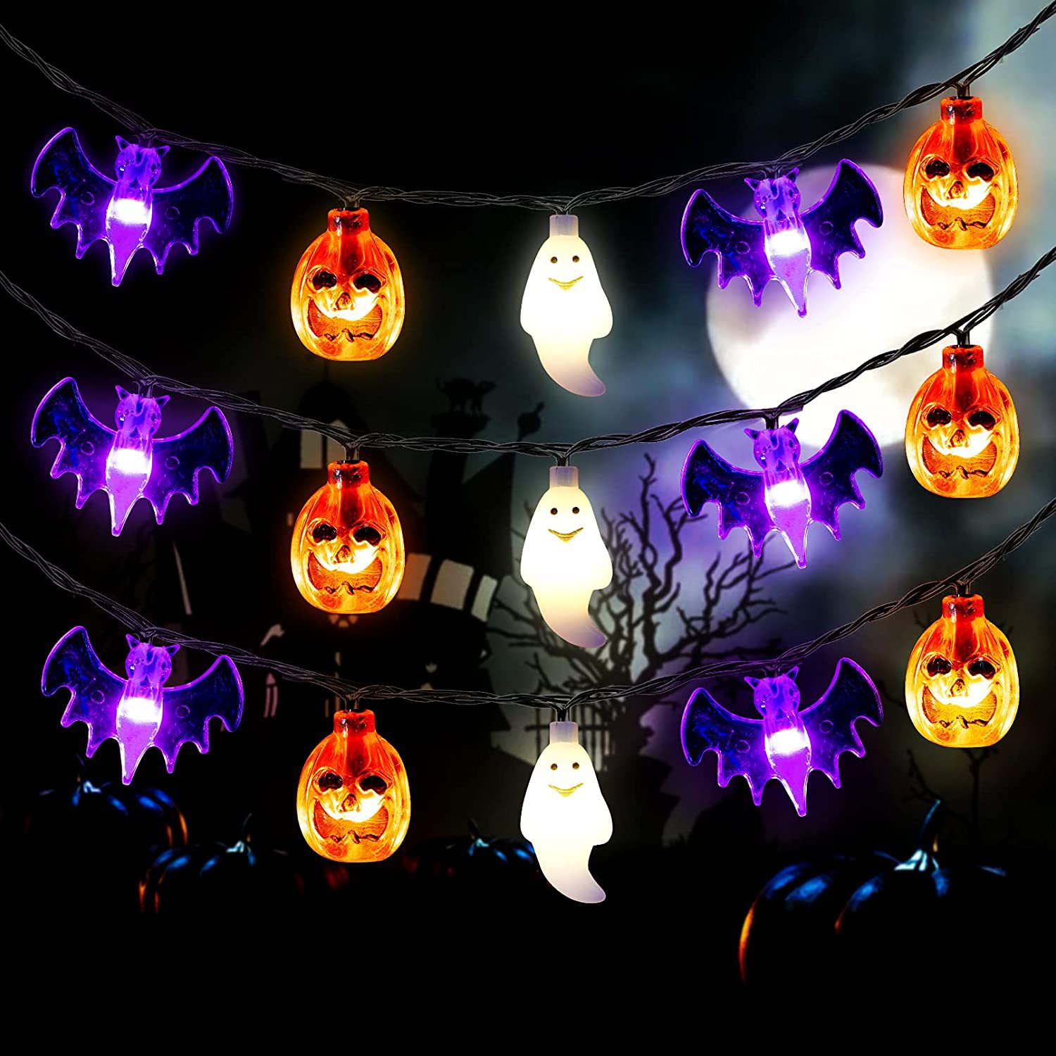 Purple Bat Ghost Pumpkin