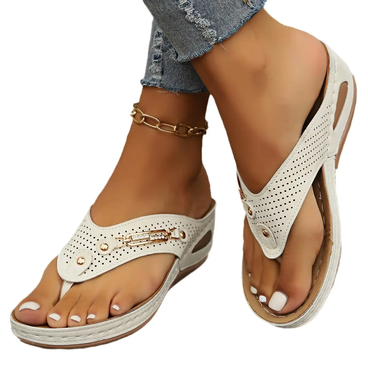 Womens Plus-Size Wedge Flip-Flops