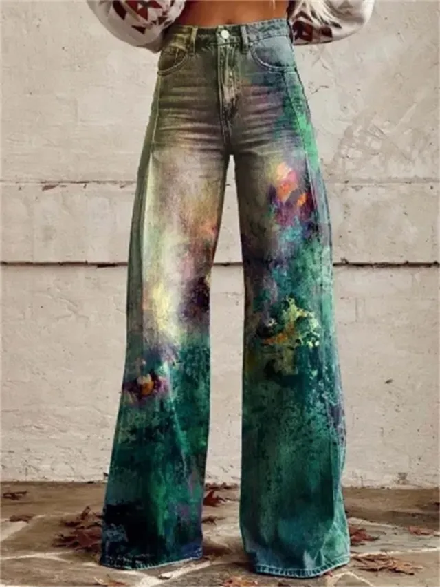 Plus Size Women's Casual Thin Wide Leg Imitation Jeans 13 Style S - Shop at LoveMi
