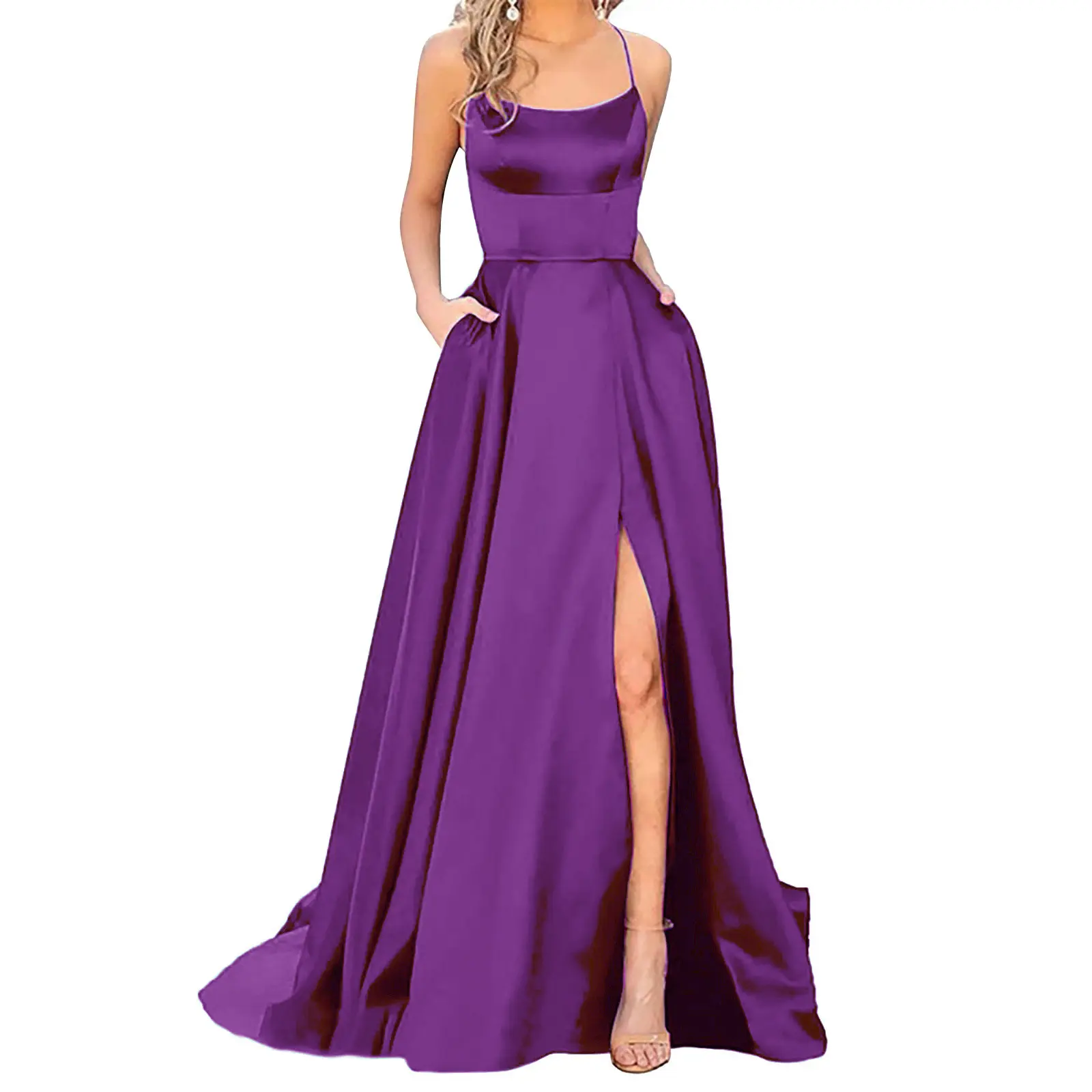 Solid Color Long Slimming And Shoulder Hollow