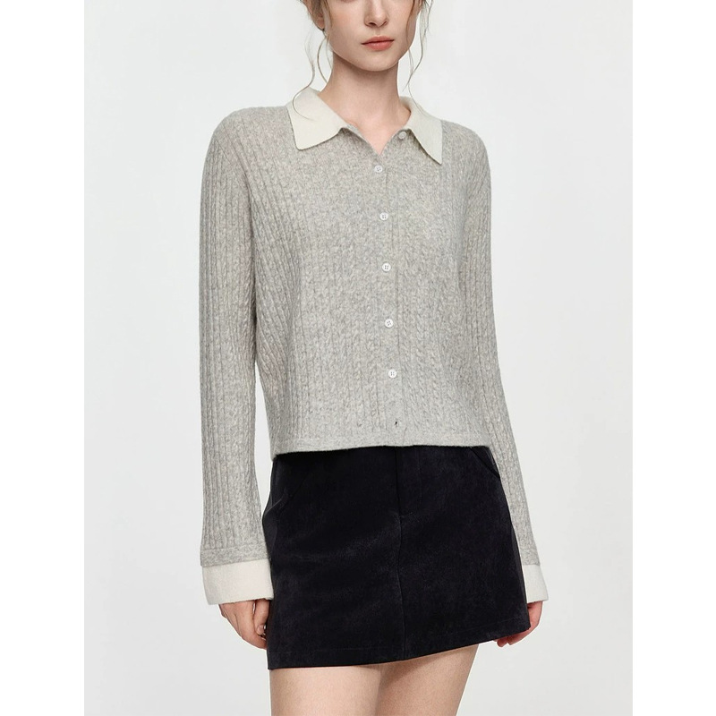 Cabled Lapel Knitted Sweater, picture 5 of 7