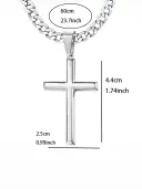 Mens Classic Minimalist Cross Pendant Necklace view 4