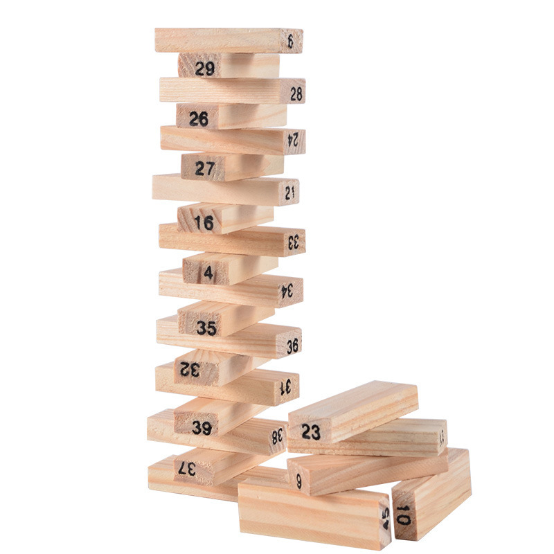 Puzzle éducatif numérique en bois à 54 bûchettes – style D, 48 pièces multicolores