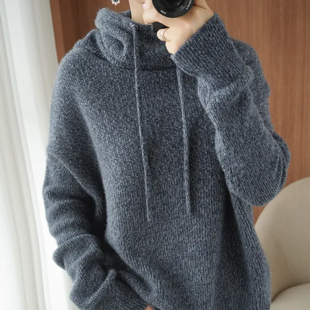 Winter New Solid Color Loose Thick Knitwear Top Blue - Shop at LoveMi