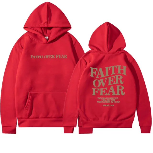 New Hoodie Faith Fear Men's And Women's Printed Sweatshirt Red - Shop at LoveMi