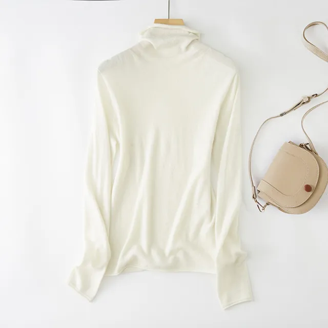 Wool Seam Pile Collar Sweater White - Shop at LoveMi