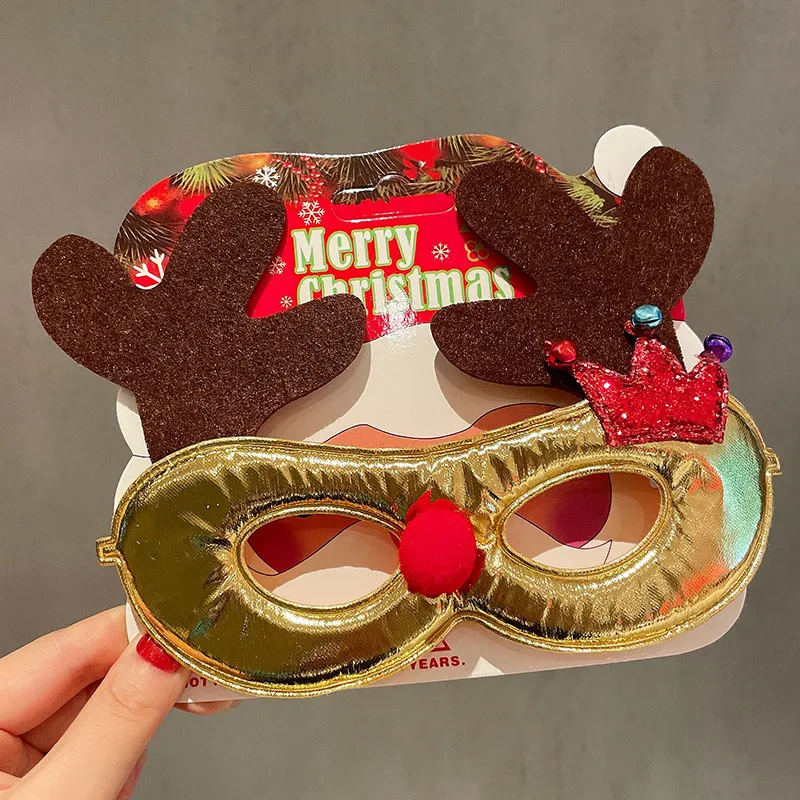 Christmas Glasses Frame Female Elk Dress Up Gift Party Glasses - Golden Bell Crown Antlers