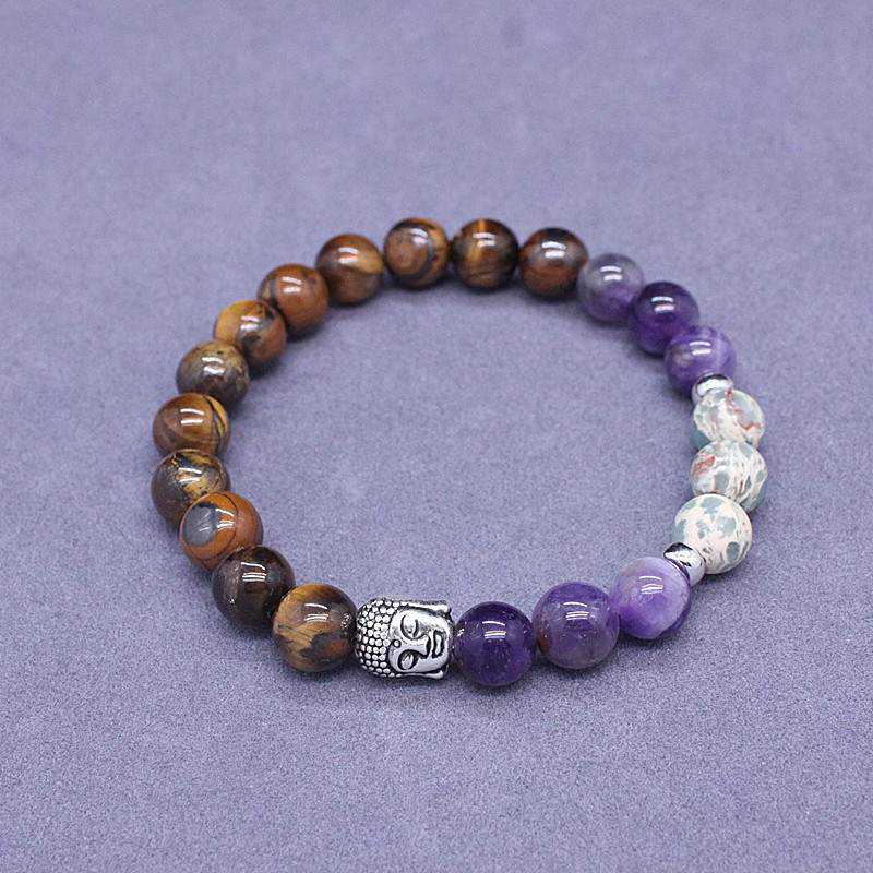 Natural Stone Agate Mixed Color Elastic Bracelet