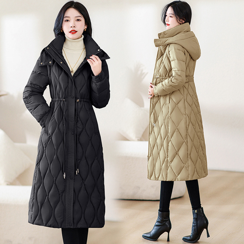 Detachable Sleeve Two-Way Long Over-the-Knee Plush Cotton Coat Thickened Waist-Slimming Slimming Stylish Outerwear