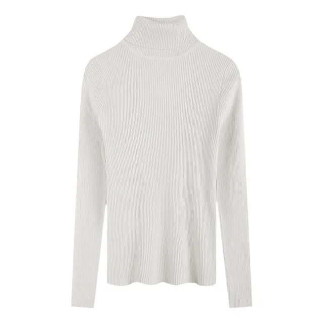 Thickening Inner Wear Skinny Versatile Long Sleeve Thermal Turtleneck Sweater For Women White - Shop at LoveMi